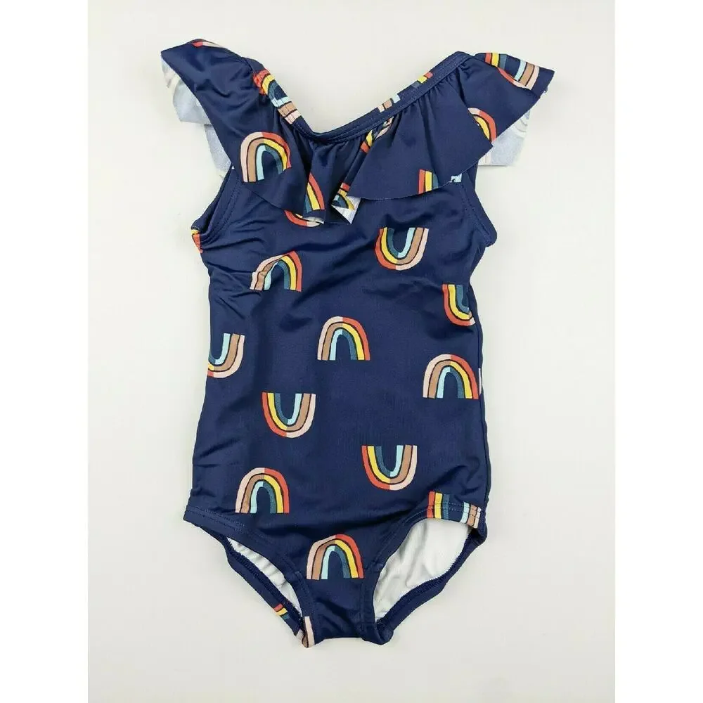 Hanna Andersson Navy Rainbow Swimsuit One Piece 2T